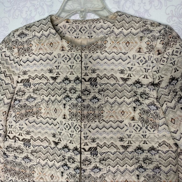 Tahari ASL Open Front Metallic Print Formal Career Jacket size 6P - Picture 3 of 12